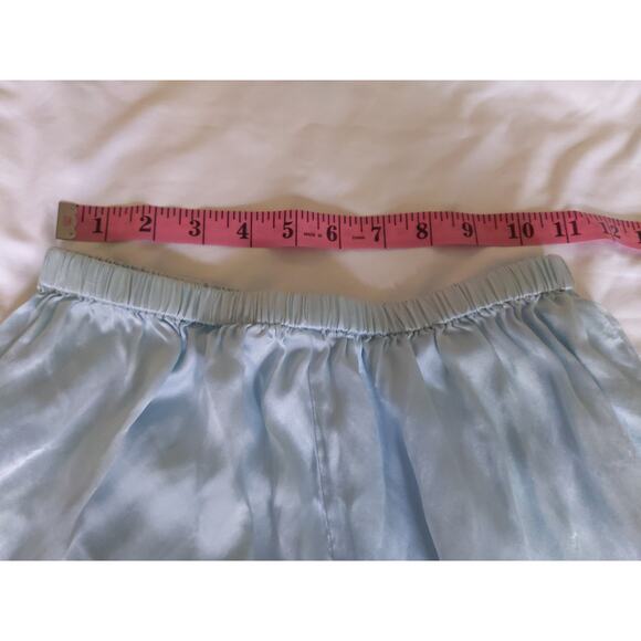 Korean Silk Pajama Set Blue Floral Embroidered Long Sleeve Size M Asian XXL - Picture 7 of 7